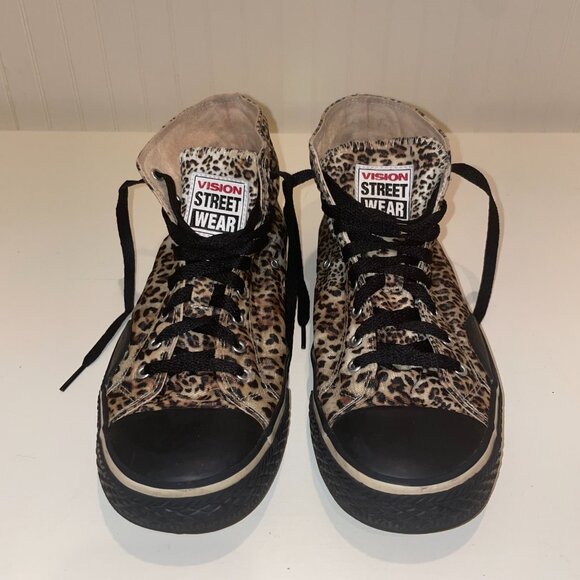 Vision Street Wear Vintage Leopard Print Canvas Hightops Size 9.5 - Picture 2 of 13